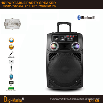 15 &#39;&#39; Mobile Party DJ LED Karaoke Carretilla Bluetooth Active Speaker